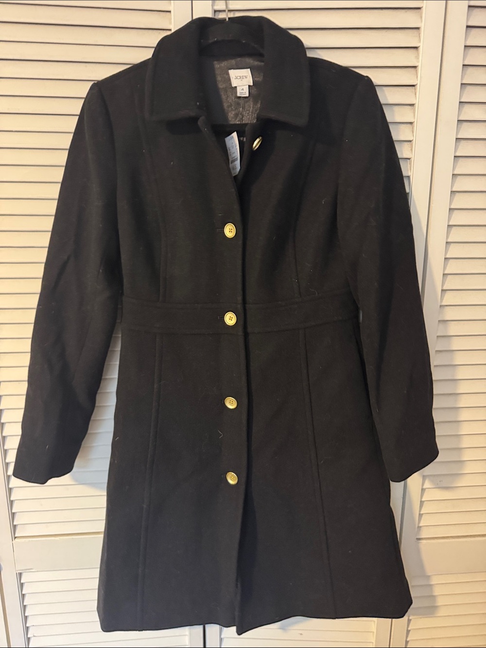 Jcrew Black Wool Blend Button-Front Women's Coat